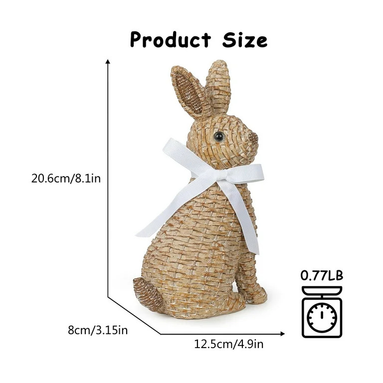 Tkrady Rattan Effect Resin Bunny Easter Decor,Table Rabbit Easter Decorations,Spring Bunnies Deco... | Walmart (US)