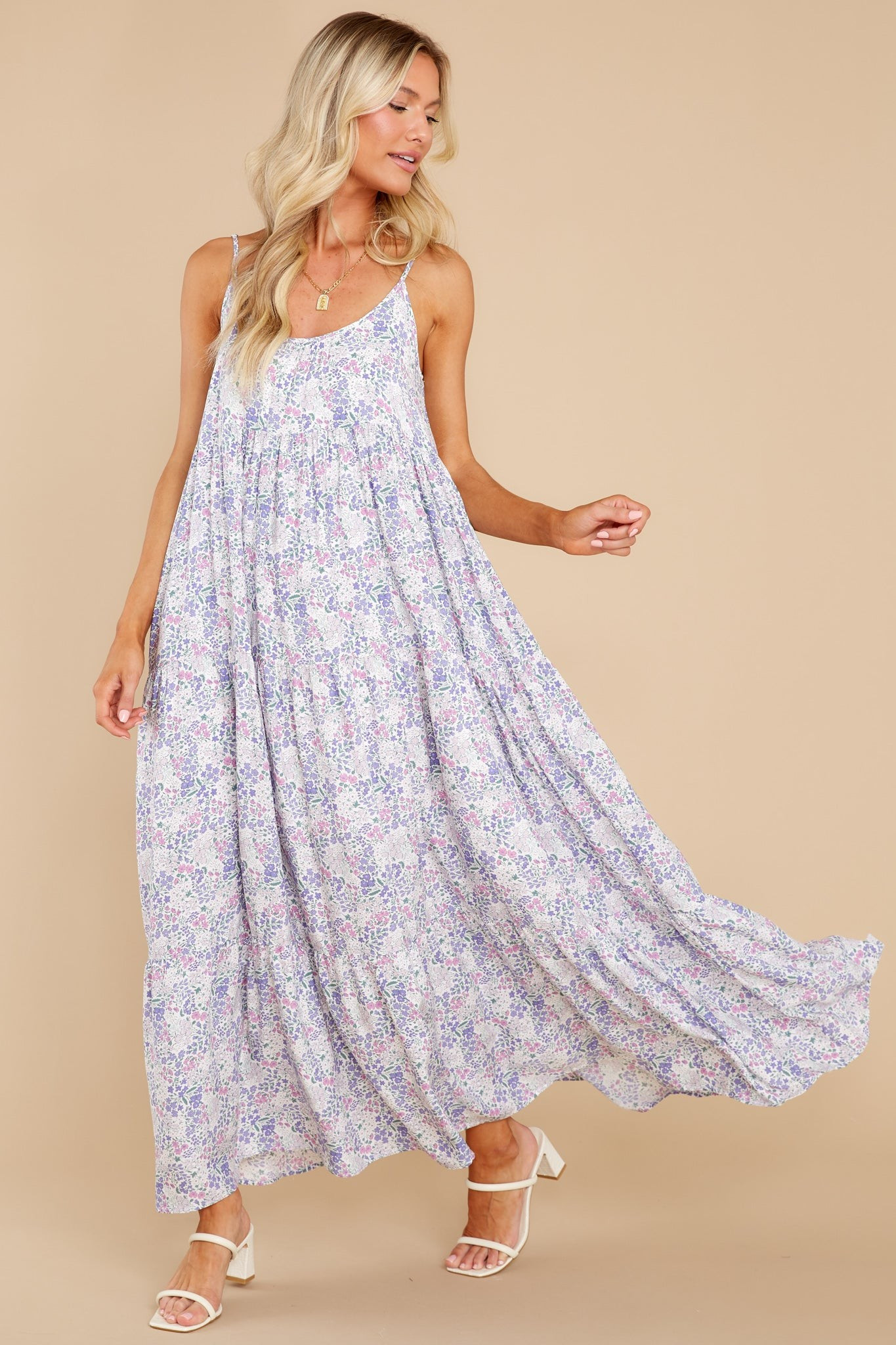 Sweet Sundays Lavender Floral Print Maxi Dress | Red Dress 