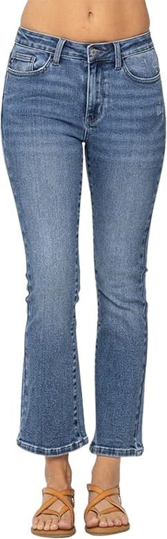 Judy Blue Women's Mid-Rise Cropped Bootcut Jeans | Amazon (US)