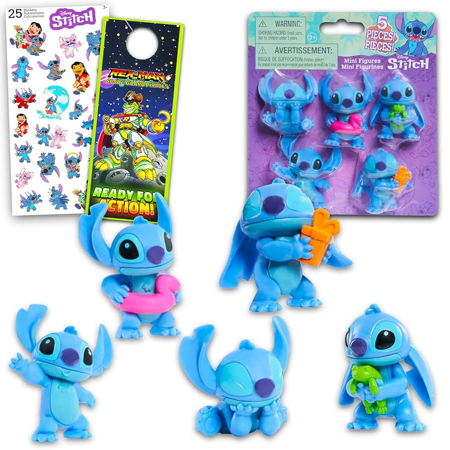 Disney Stitch Mini Figures Set - Bundle of 5 Lilo and Stitch Cake Toppers, Stitch Stickers, and M... | Amazon (US)