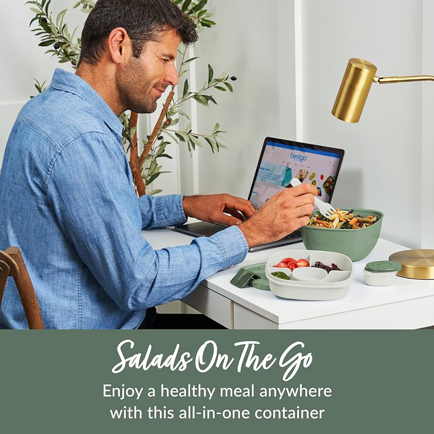 Bentgo Salad Container - 54 oz Bowl with 4-Compartment Toppings Tray, Leak-Proof Dressing Contain... | Amazon (US)