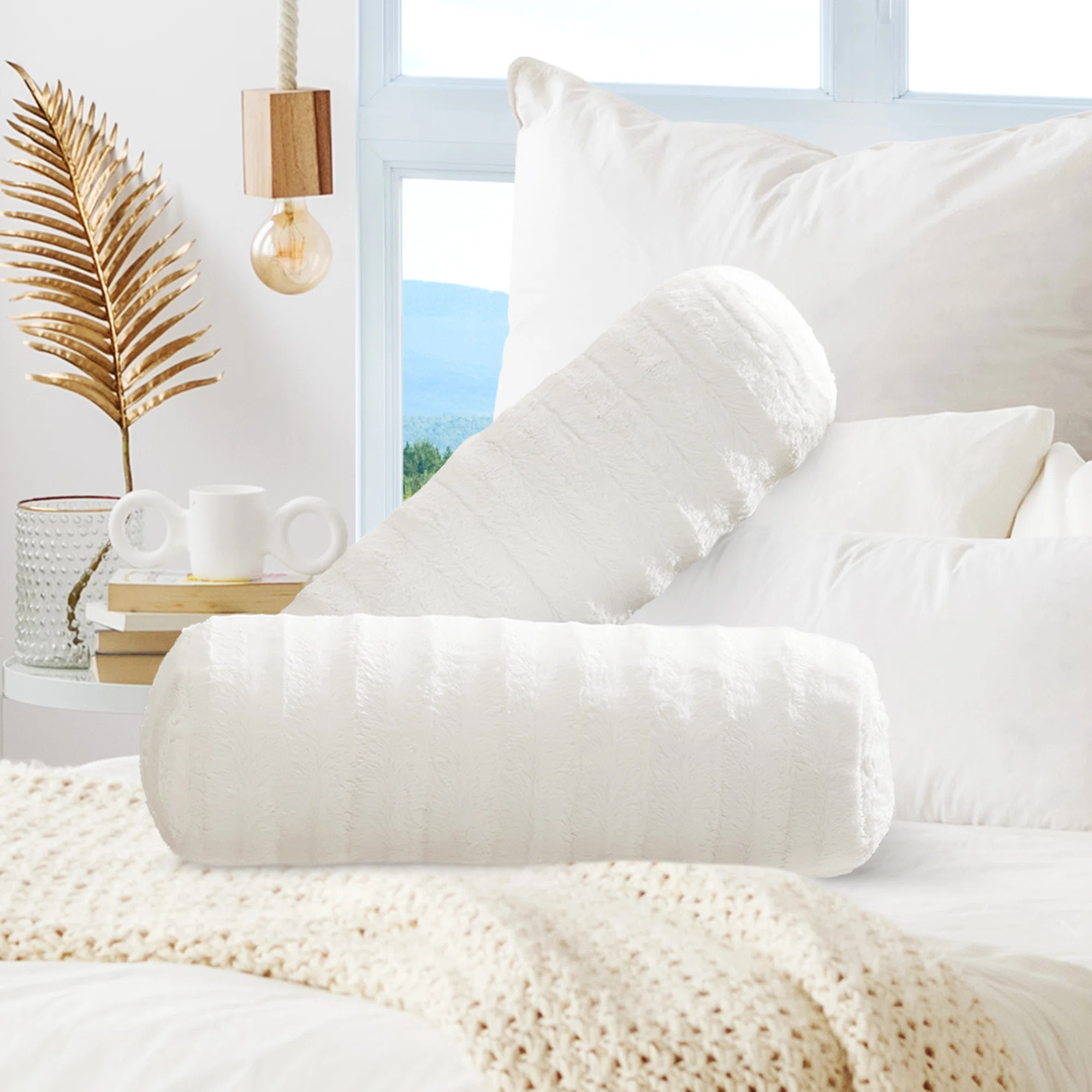 Cheer Collection Faux Fur Bolster Pillow | Wayfair North America