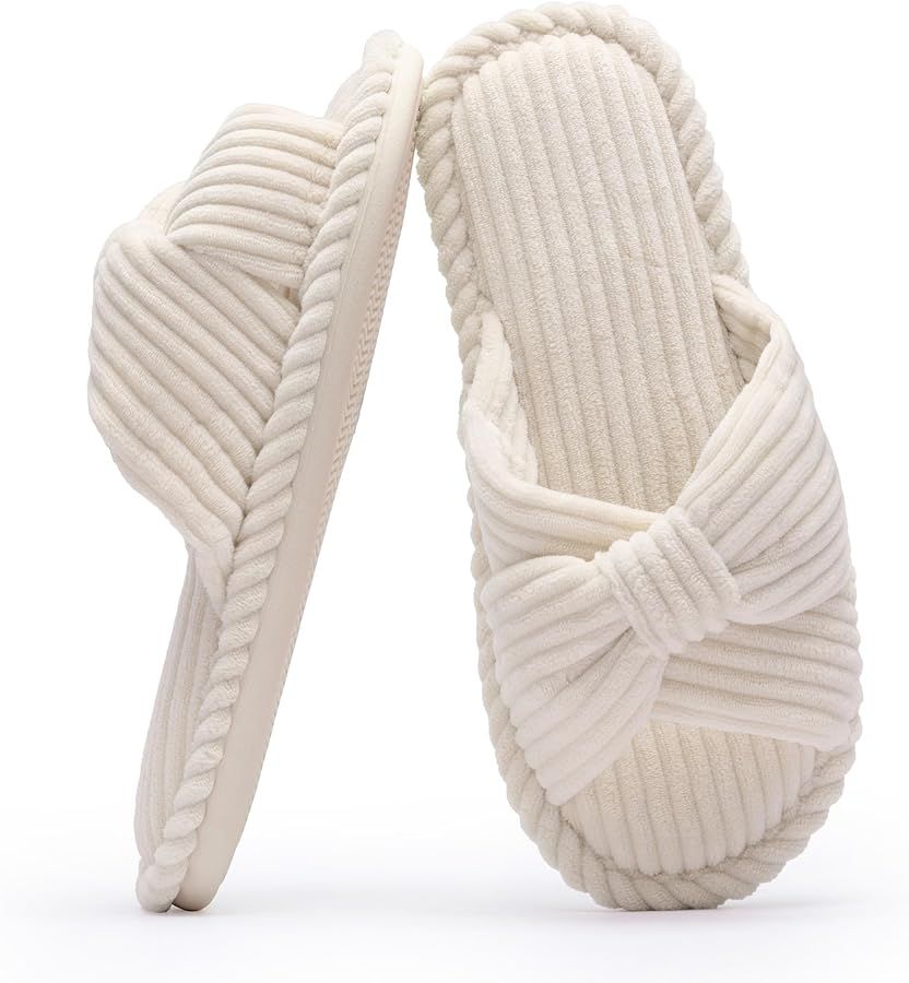 Slippers for Women Memory Foam House Womens Slipper Slides Home Bedroom Bathroom Spa Open Toe Cor... | Amazon (US)
