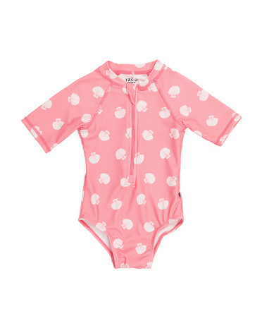 Infant Girl Short Sleeve Floral Rash Guard One-piece Swimsuit | TJ Maxx
