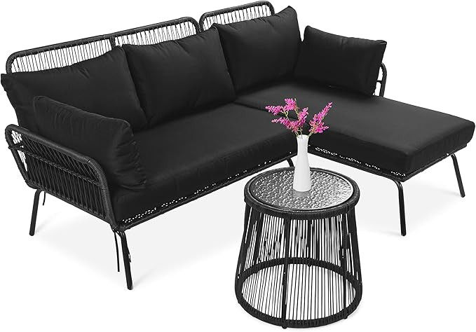 Best Choice Products Outdoor Rope Woven Sectional Patio Furniture L-Shaped Conversation Sofa Set ... | Amazon (US)