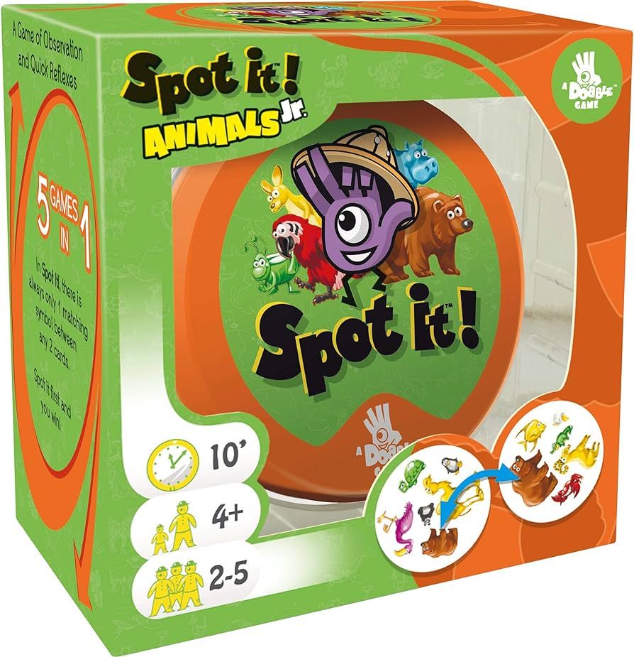Spot It! Junior Animals Card Game | Game For Kids | Preschool Age 4+ | 2 to 5 Players | Average P... | Amazon (US)