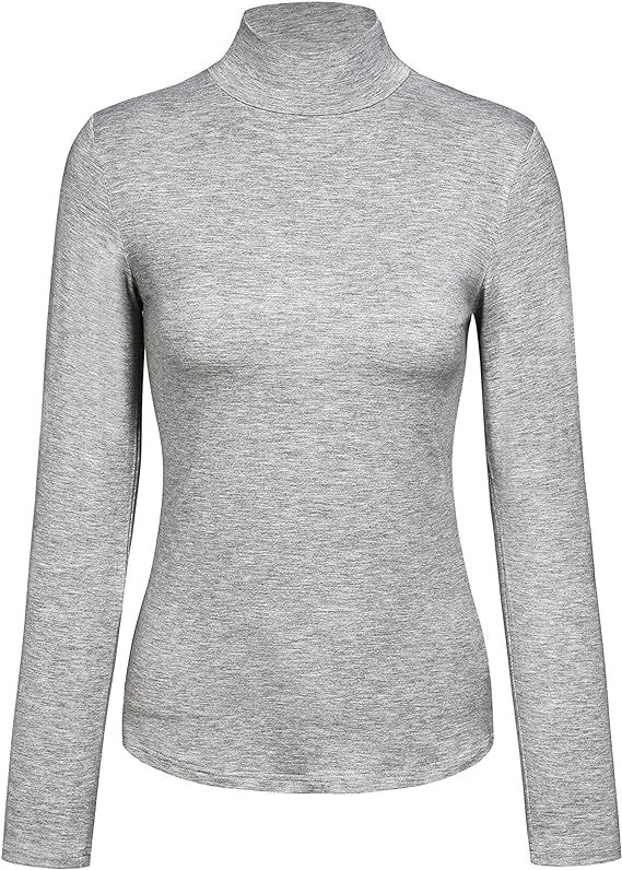 KLOTHO Women’s Slim Fitted Mock Turtleneck Tops Long Sleeve Lightweight Base Layer Shirts | Amazon (US)