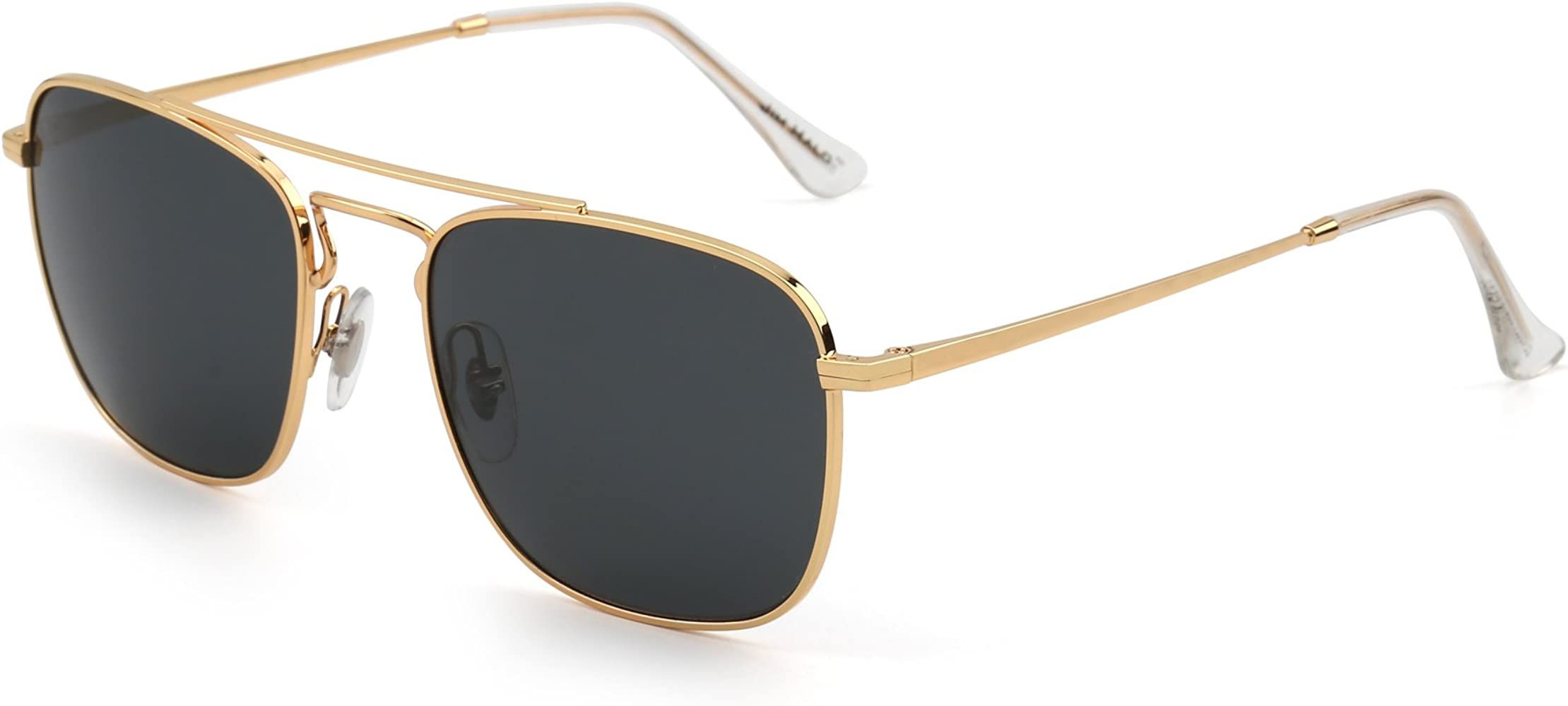 JIM HALO Retro Square Aviator Sunglasses Premium Glass Lens Flat Metal Eyewear Men Women | Amazon (US)