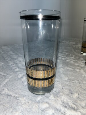 Vtg Set 7 Culver Glasses Gold Black Striped 50’s Mid Century Barware Highball | eBay US