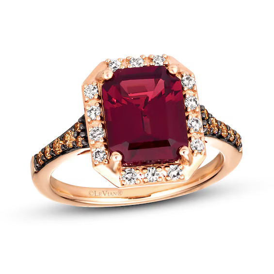Le Vian Garnet Ring 1/3 ct tw Diamonds 14K Strawberry Gold | Kay Jewelers