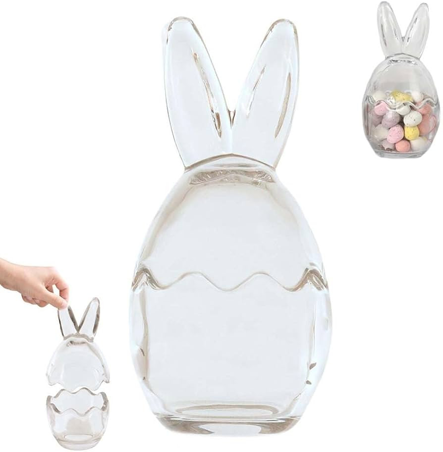 Mini Egg Jar, Easter Bunny Ears Glass Storage Jars, Glass Egg Cup Clear Container, Easter Decorat... | Amazon (US)