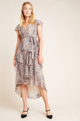Serpentine Ruffled Midi Wrap Dress | Anthropologie (US)