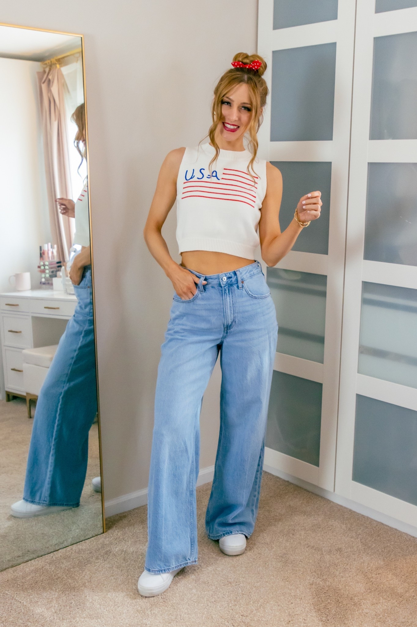 Loving this outfit for Memorial Day! (Or the 4th of July if you’re thinking ahead)
I’m in a size medium.
I’m in a size 26 in the curve love fit in the tank, but could have gone down a size.

Wide leg jeans | Abercrombie jeans | Memorial Day outfit | 4th of July outfit


#LTKSeasonal #LTKStyleTip #LTKFindsUnder50