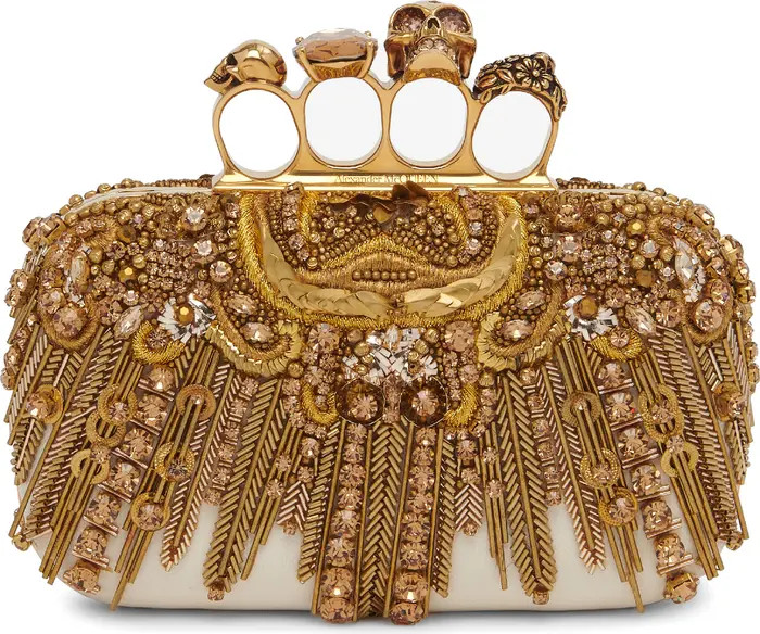 Alexander McQueen Skull Embellished Silk Knuckle Box Clutch | Nordstrom | Nordstrom