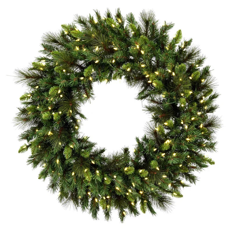 Bangor Mixed Pine Faux Pine Lighted Wreath | Wayfair North America