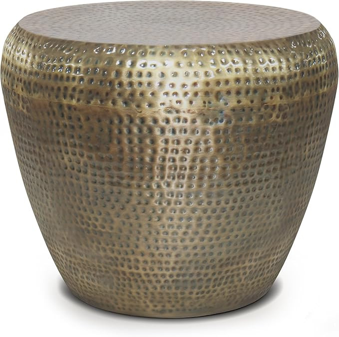 SIMPLIHOME Preston Modern Industrial 22 inch Wide Metal Metal Side Table in Antique Gold, Fully A... | Amazon (US)