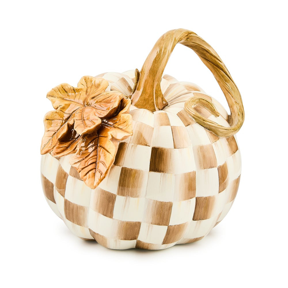 Mocha Check Twisted Stem Pumpkin | MacKenzie-Childs