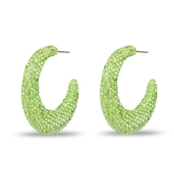 Lele Sadoughi Archer Pave Hoop Earrings in Chartreuse | Poshmark