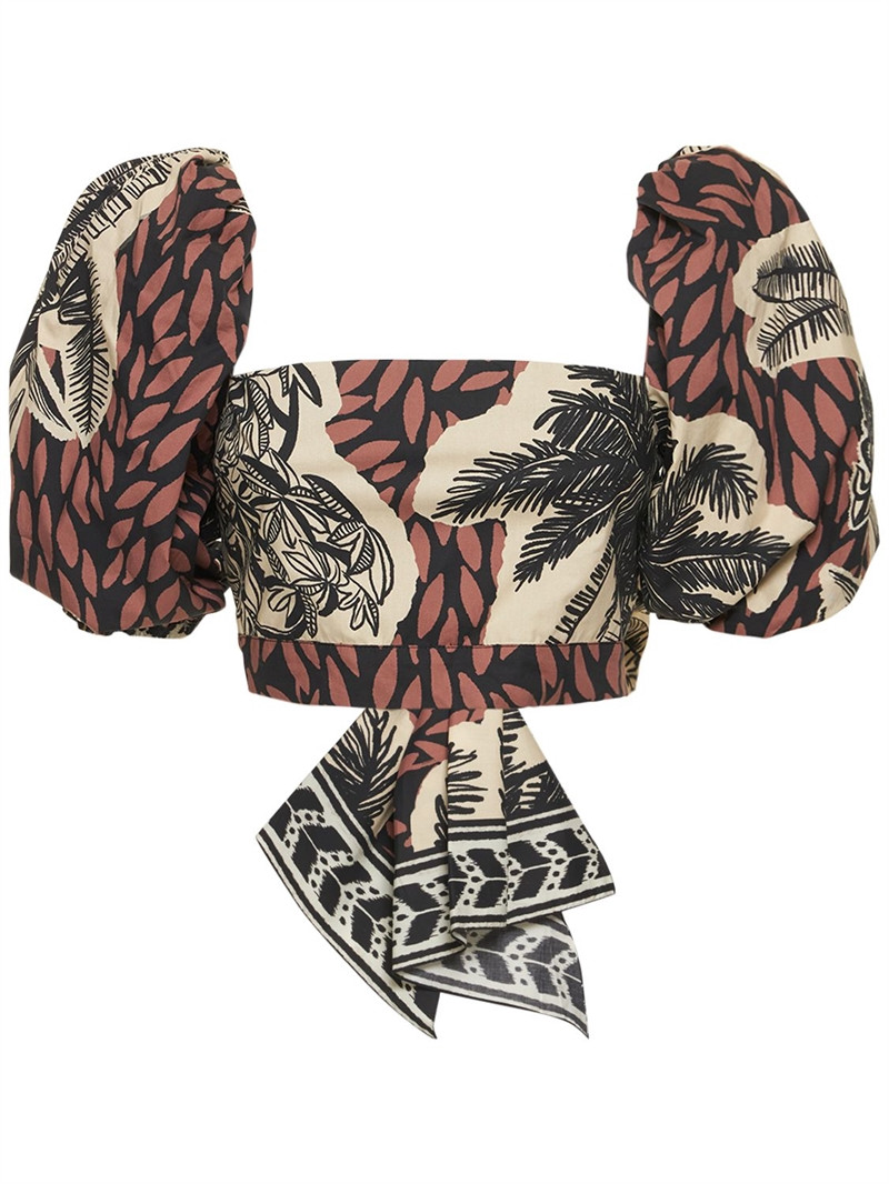 Paraiso natural print poplin crop top - Johanna Ortiz - Women | Luisaviaroma | Luisaviaroma