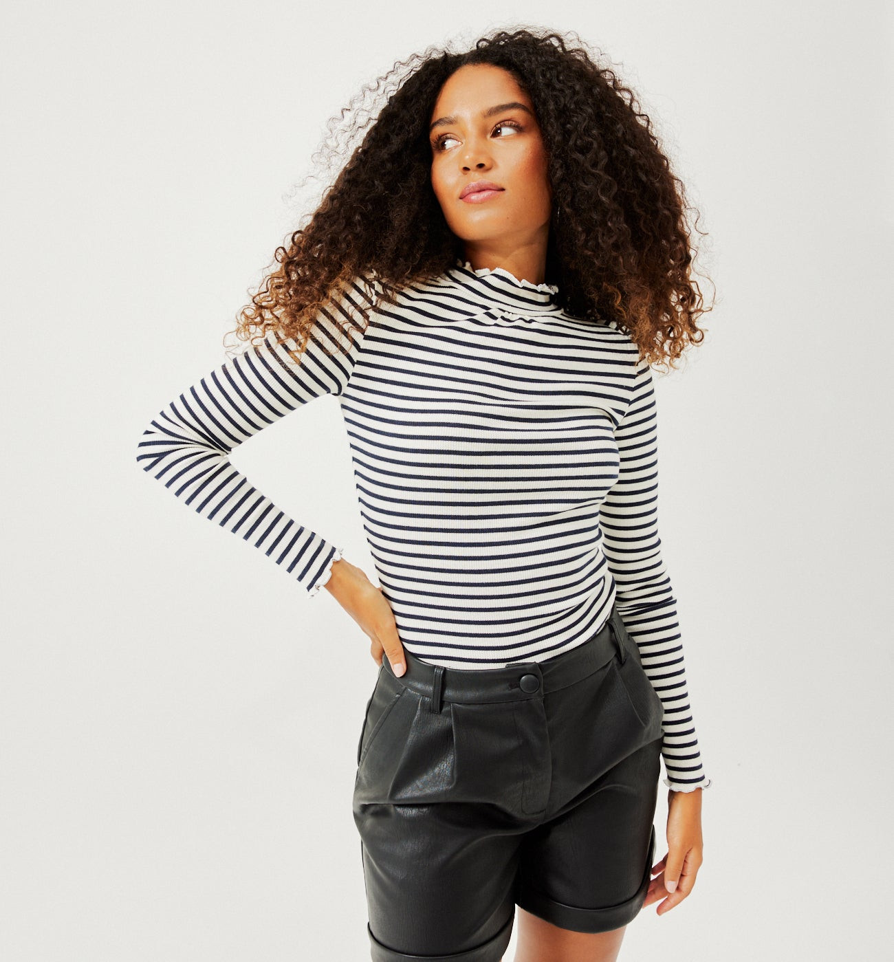 T-shirt marin col montant - Rayé marine | Promod (FR)