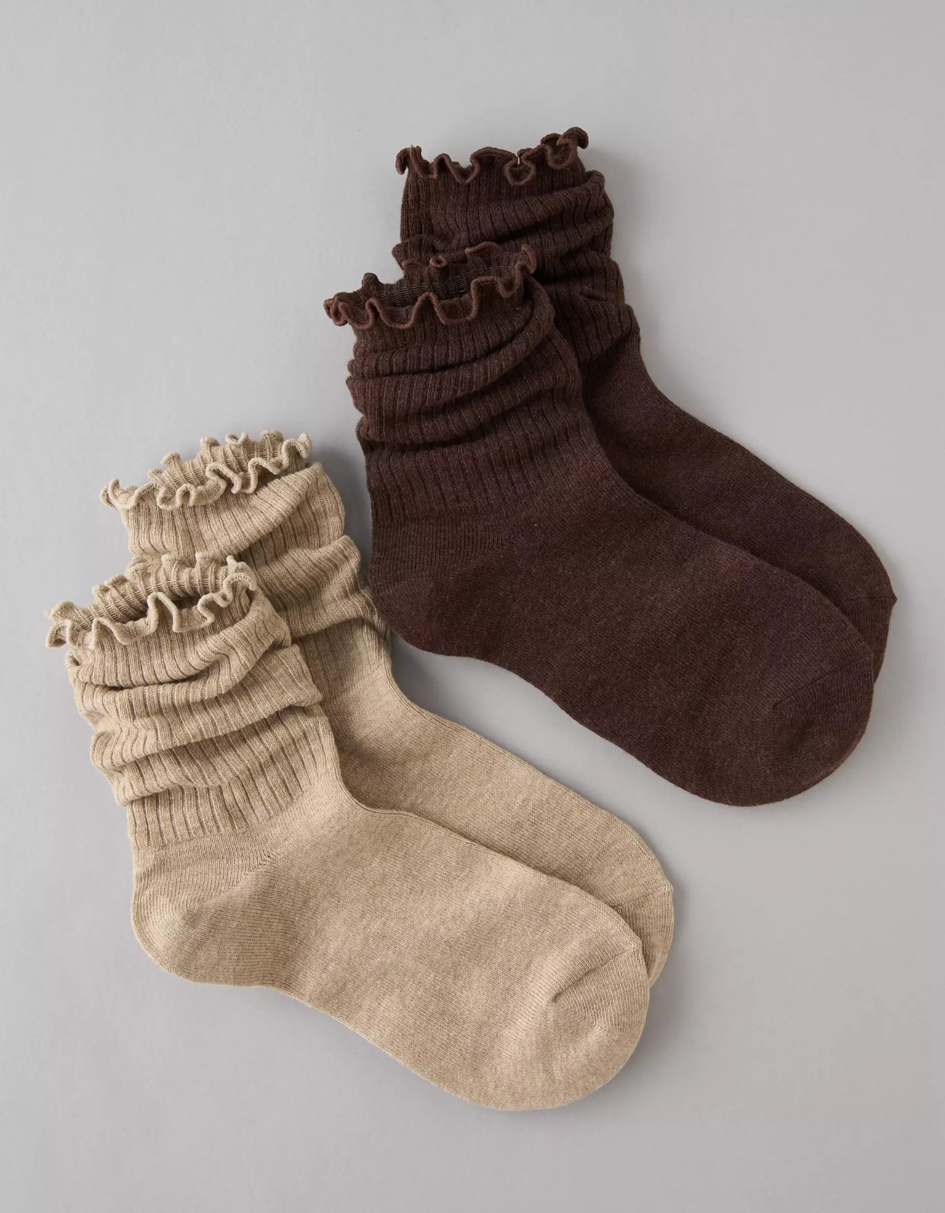 AE Ruffled Crew Socks 2-Pack | American Eagle Outfitters (US & CA)