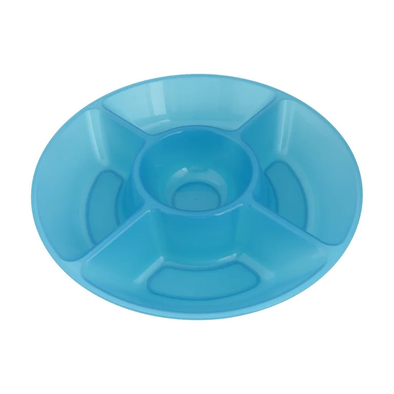 Mainstays 5-Compartment Acrylic Chip and Dip Serving Tray, Blue | Walmart (US)