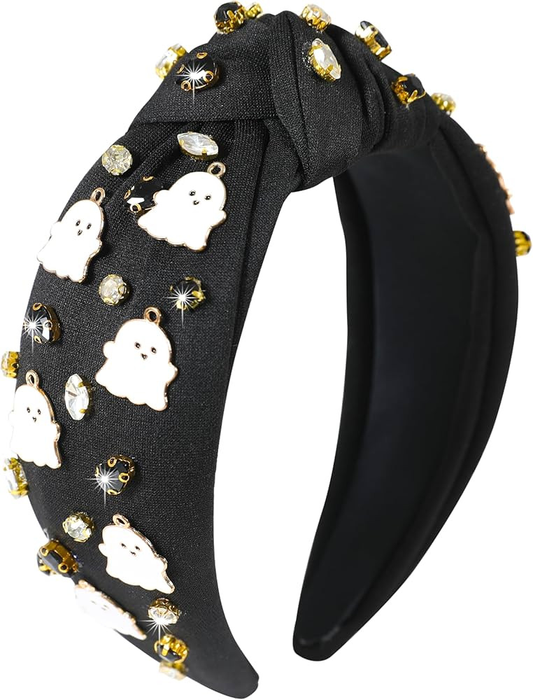 Halloween Ghost Headbands for Women Girls Cute Spooky Beaded Crystal Rhinestone Knotted Headband ... | Amazon (US)