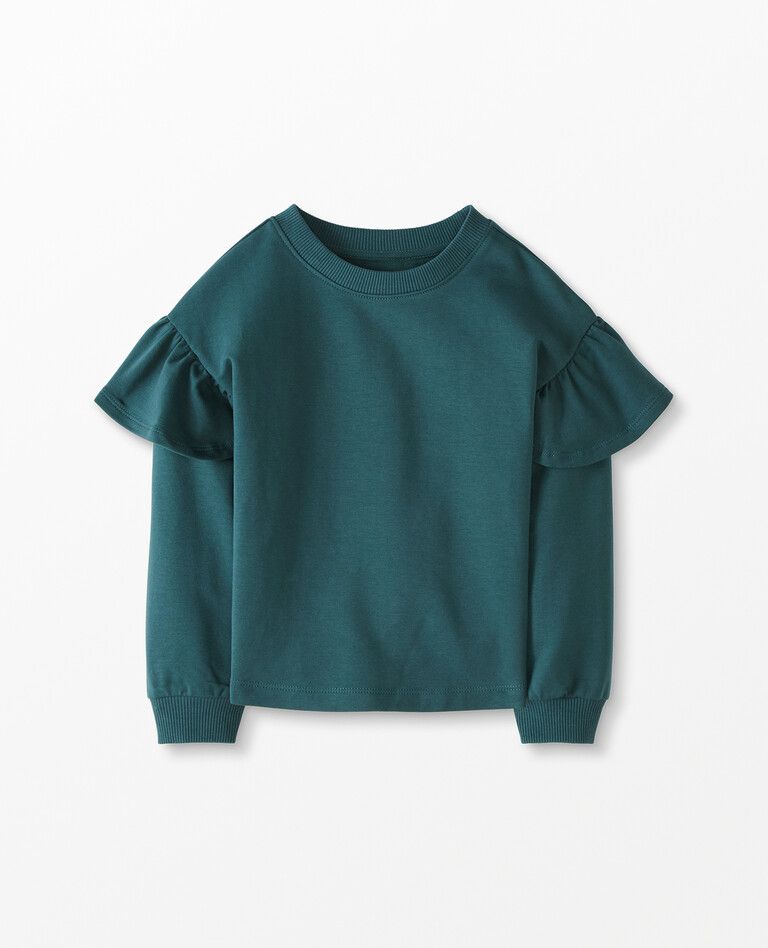 Ruffle Sweatshirt In French Terry | Hanna Andersson