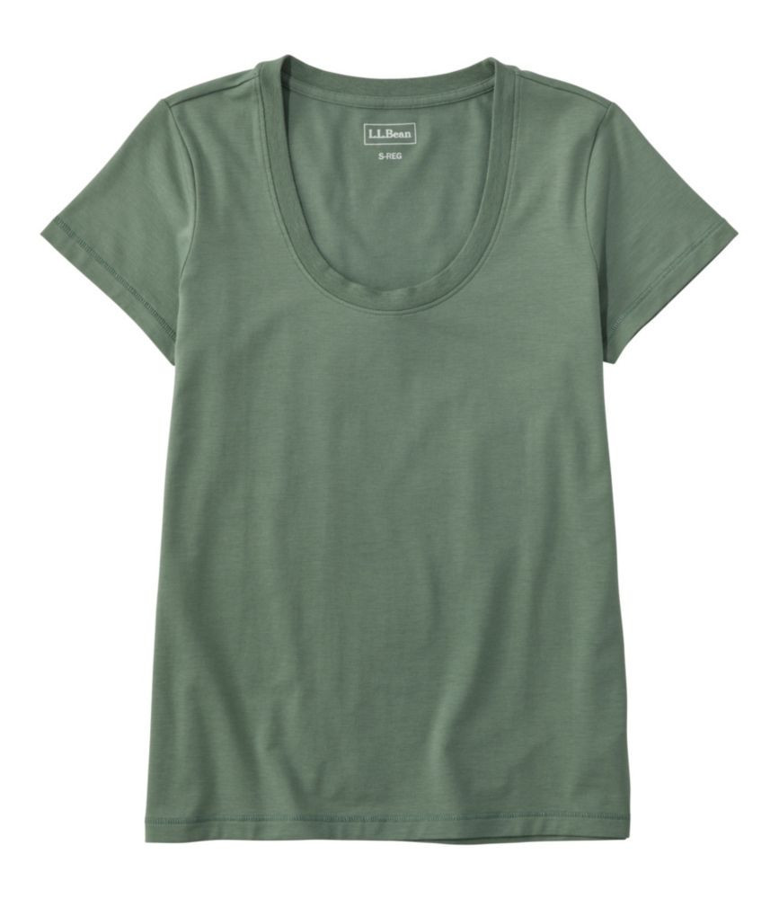 Women's Soft Stretch Supima-Blend Tee, Scoopneck Short-Sleeve Sea Green Small, Supima Cotton Blend L. L.Bean | L.L. Bean