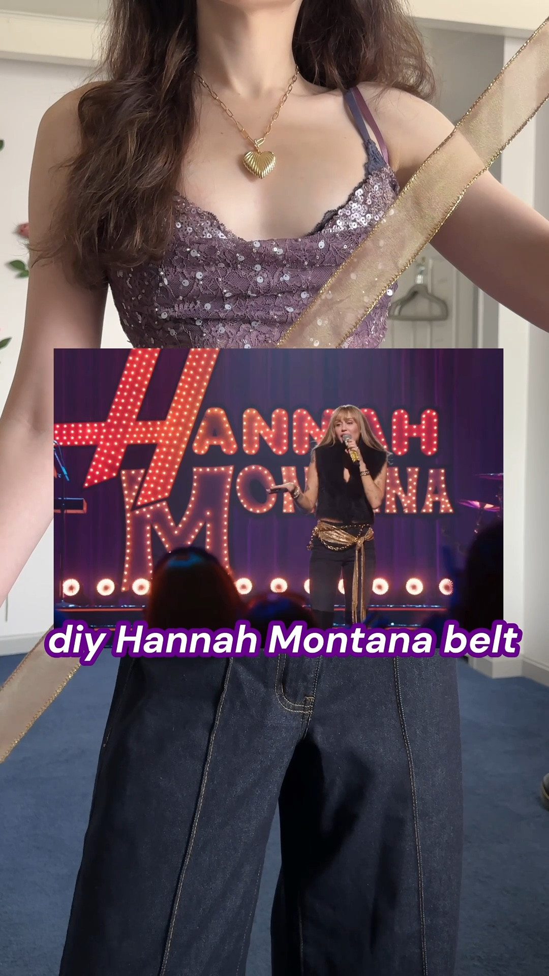 what did you think of the #hannahmontana 20th anniversary special? tbh it wasn’t that bad but my expectations were pretty low 😅 I thought Miley’s belt from the beginning was cute, so I decided to make a diy version 💜⭐️🎤

top @Edikted 
pants @CIDER  

#mileycyrus #fashionhacks #coachella #diyjewelry 

#LTKFestival #LTKgrwm #LTKootd