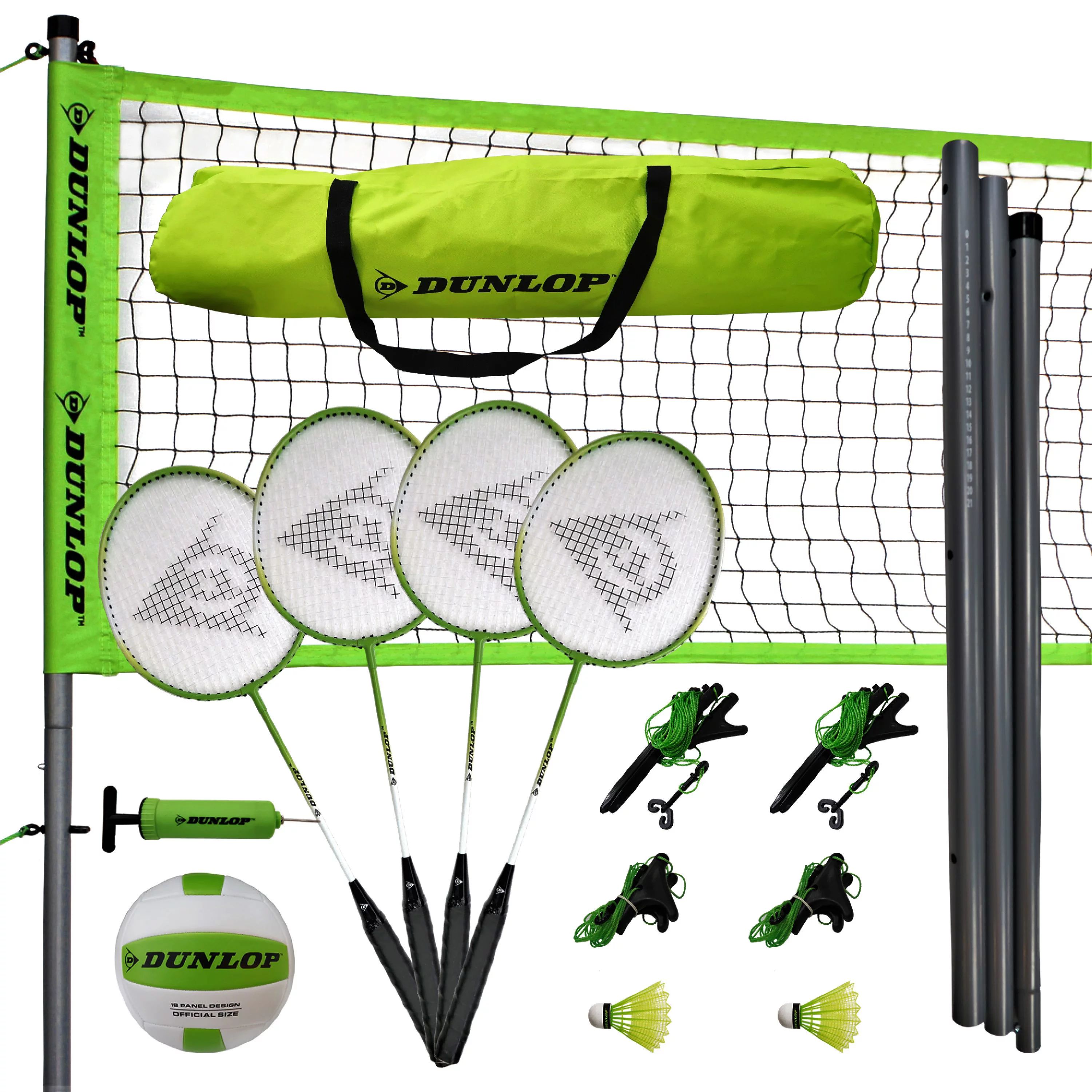 Dunlop Steel Pole Volleyball & Badminton Combo Set, Lawn Game, Green/Black | Walmart (US)