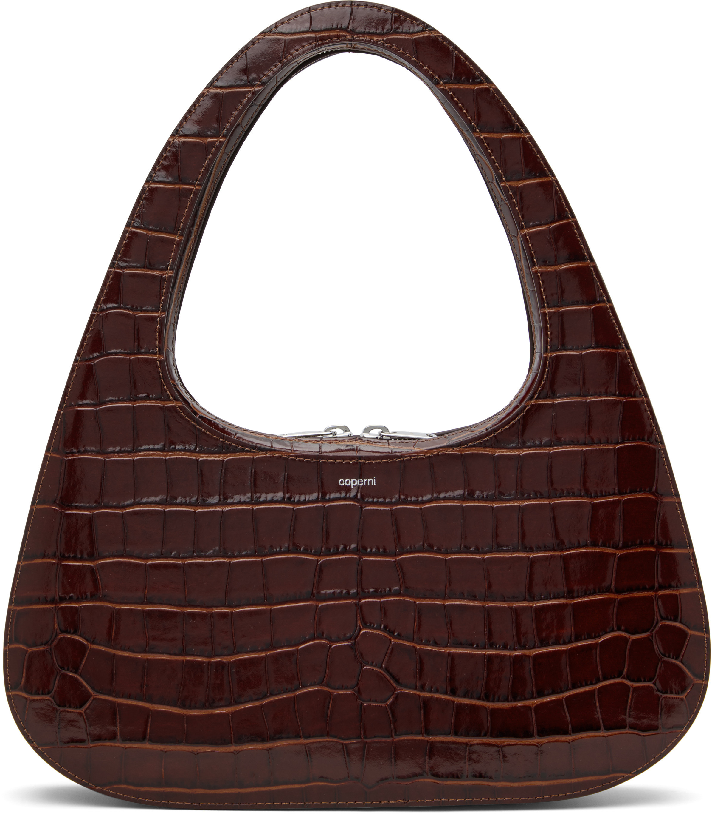 Coperni Brown Croco Large Baguette Swipe Bag | SSENSE