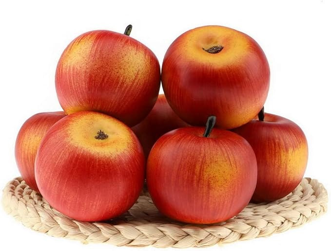 6pcs Lifelike Artificial Red Apple Faux Fake Apples Fruit Home House Kitchen Cabinet Decoration | Amazon (US)