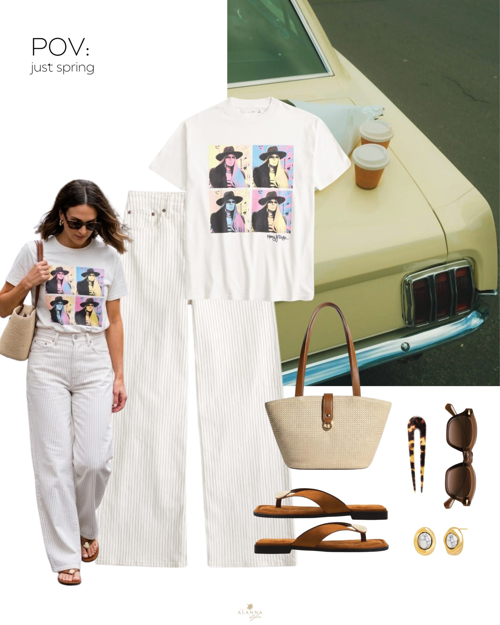 pov: spring is finally here. 🍋 there is nothing i love more than a graphic tee paired with elevated pinstripe denim. this look is the perfect mix of casual and polished for a coffee run or a weekend drive. shop my favorite spring denim and matching accessories below!

#LTKootd