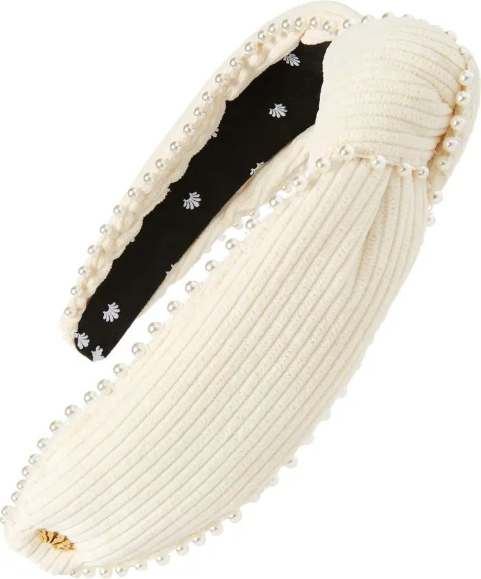 Pearly Trim Knotted Corduroy Headband | Nordstrom