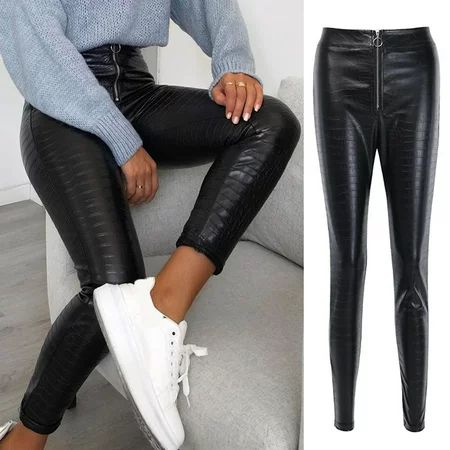 Zzwxwb Long Pants For Women Women Casual Pants High Waist Slim Fit Women S Ladies Zipper Black Leggi | Walmart (US)