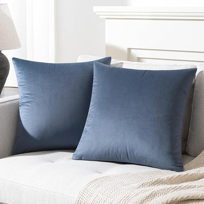 Mixhug Decorative Throw Pillow Covers, Velvet Cushion Covers, Solid Throw Pillow Cases for Couch ... | Amazon (US)