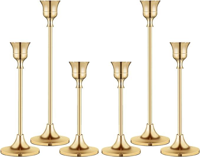 Candlestick Holders,Taper Candle Holder for Candlesticks Gold Brass Vintage Candle Stick Candle H... | Amazon (US)