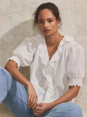 Ro&Zo Dobby Frill Front Top | Nordstrom | Nordstrom