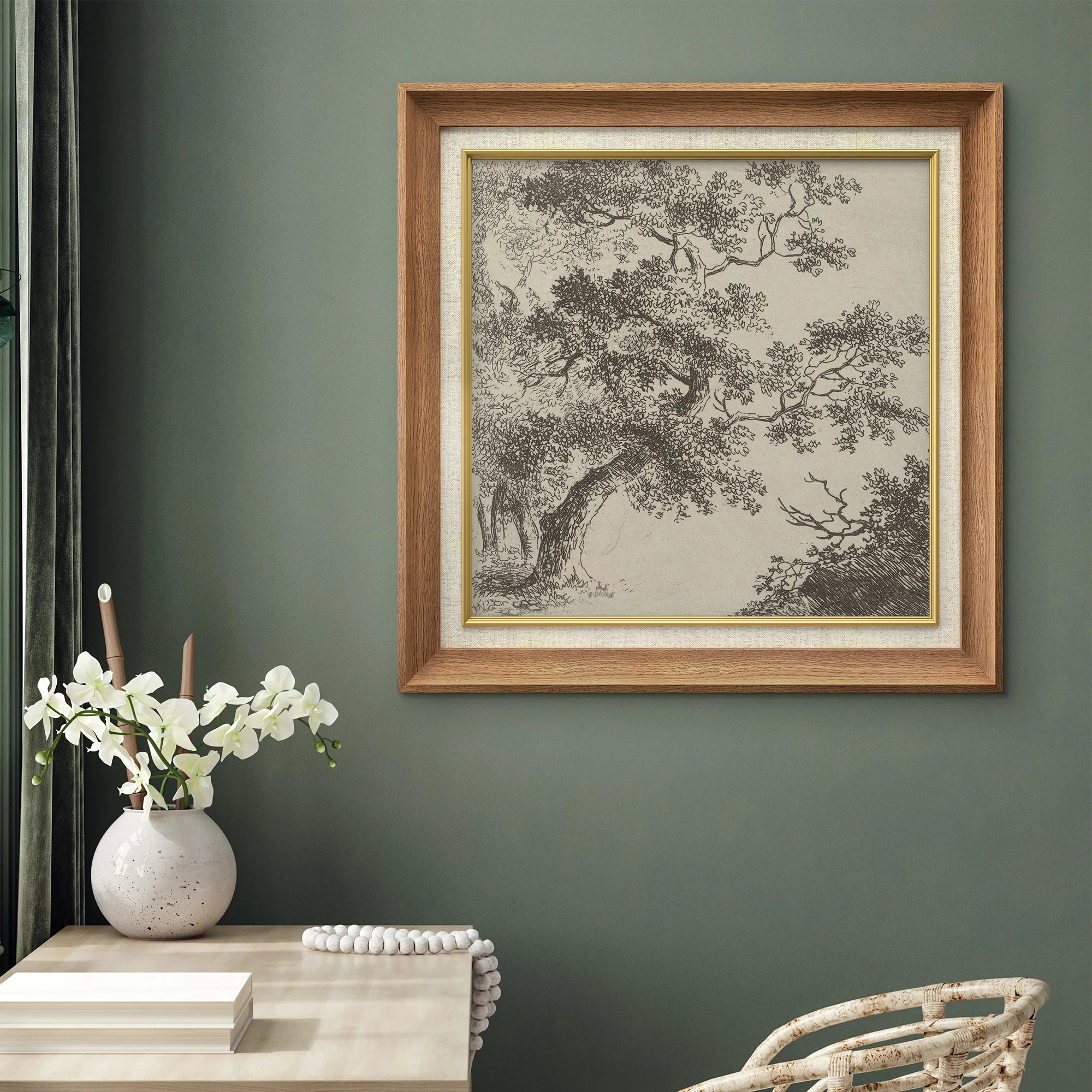Classic Tree Sketch Elegant Monochrome Farm Illustrations Rustic French Country | Wayfair North America