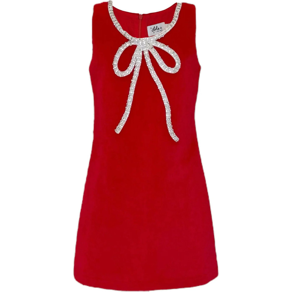Lola + The Boys Velvet Bow Princess Dress in Red at Nordstrom, Size 8 | Nordstrom