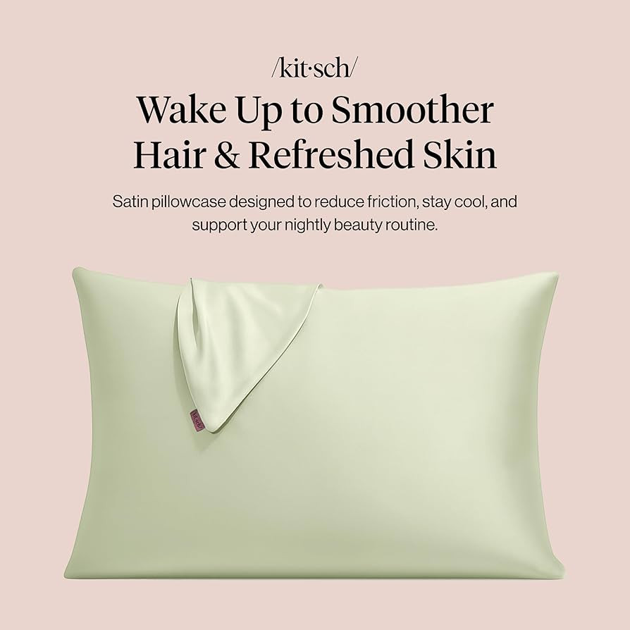 Kitsch Satin Pillowcase with Zipper for Hair & Skin, Softer Than Silk Pillow Cases Queen, Wrinkle... | Amazon (US)