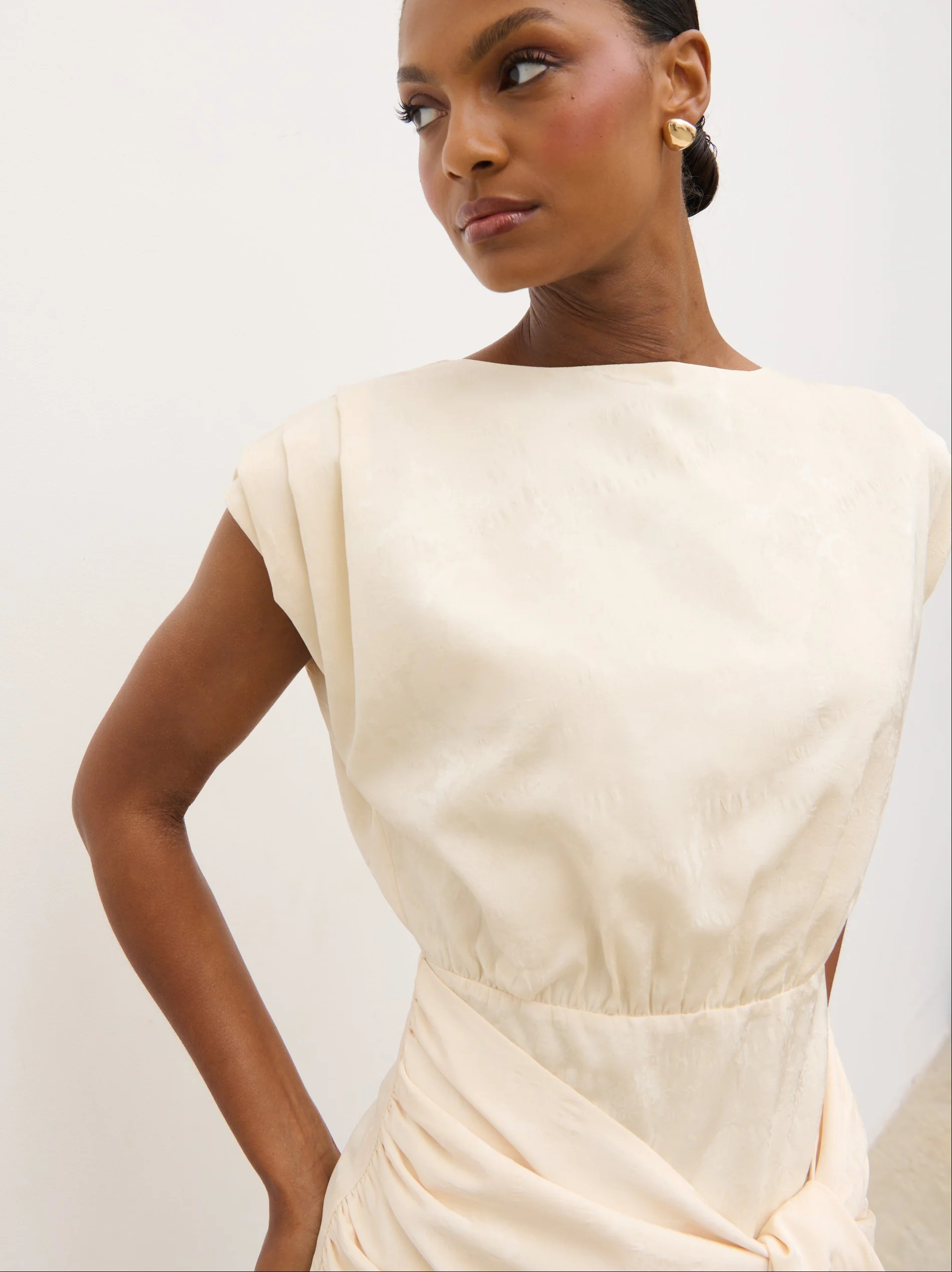 Hattie Jacquard Mini Fringed Dress - Cream | Pretty Lavish (UK)