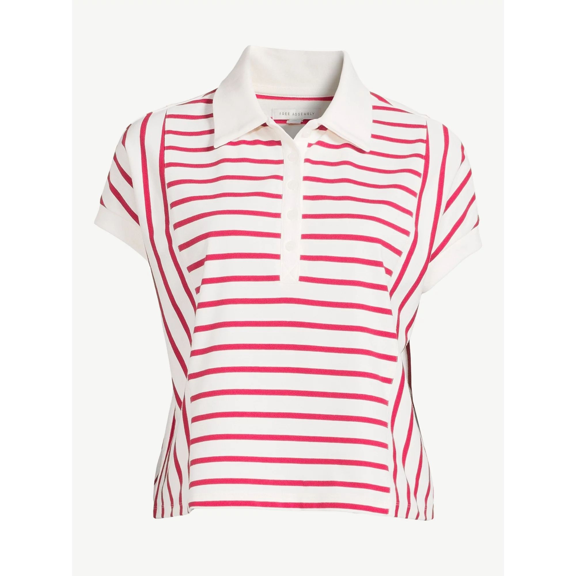 Free Assembly Women's Seamed Polo Shirt with Short Cap Sleeves | Walmart (US)
