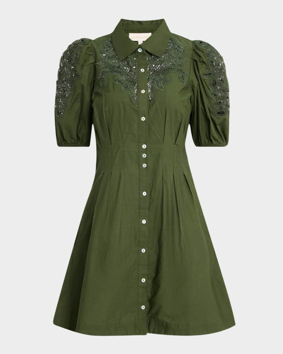 LOVE THE LABEL Marta Embroidered Mini Shirtdress | Neiman Marcus