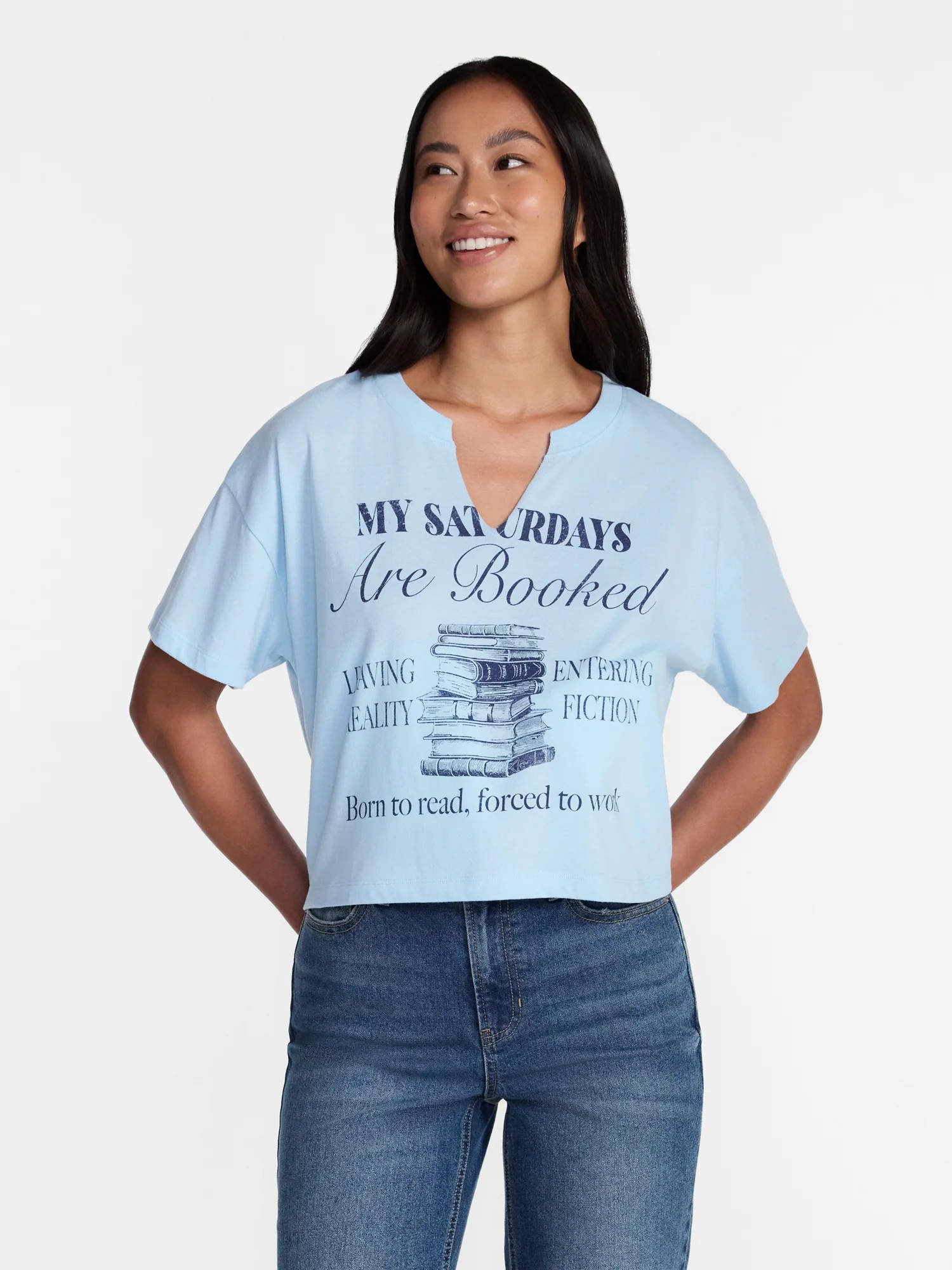 Booked Saturdays Women s Graphic Tee with Short Sleeves Sizes XXS-XXL | Walmart (US)