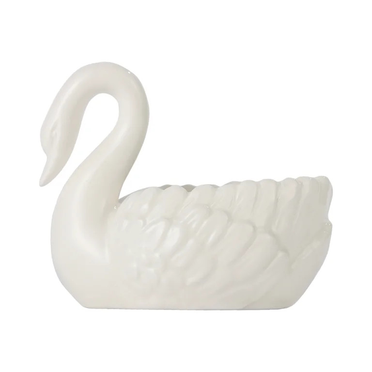 Mainstays Ceramic Vintage-Style White Swan Trinket Dish Tabletop Decoration | Walmart (US)
