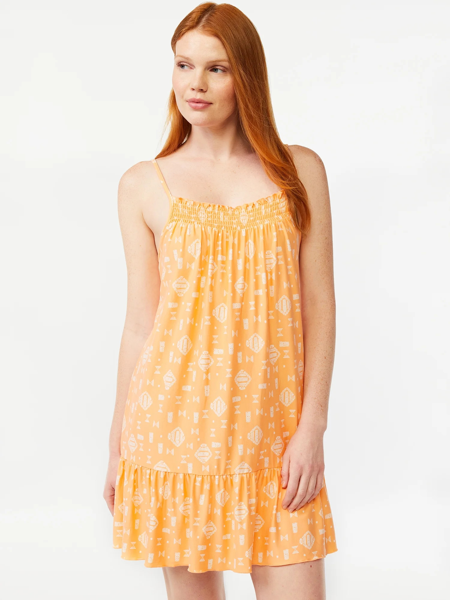 Joyspun Women’s Smocked Neck Knit Chemise, Sizes S to 3X | Walmart (US)