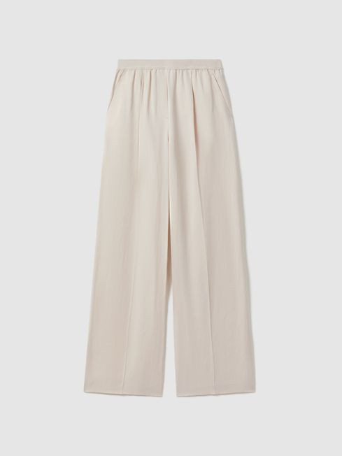 Lyocell Linen Wide Leg Trousers | Reiss UK