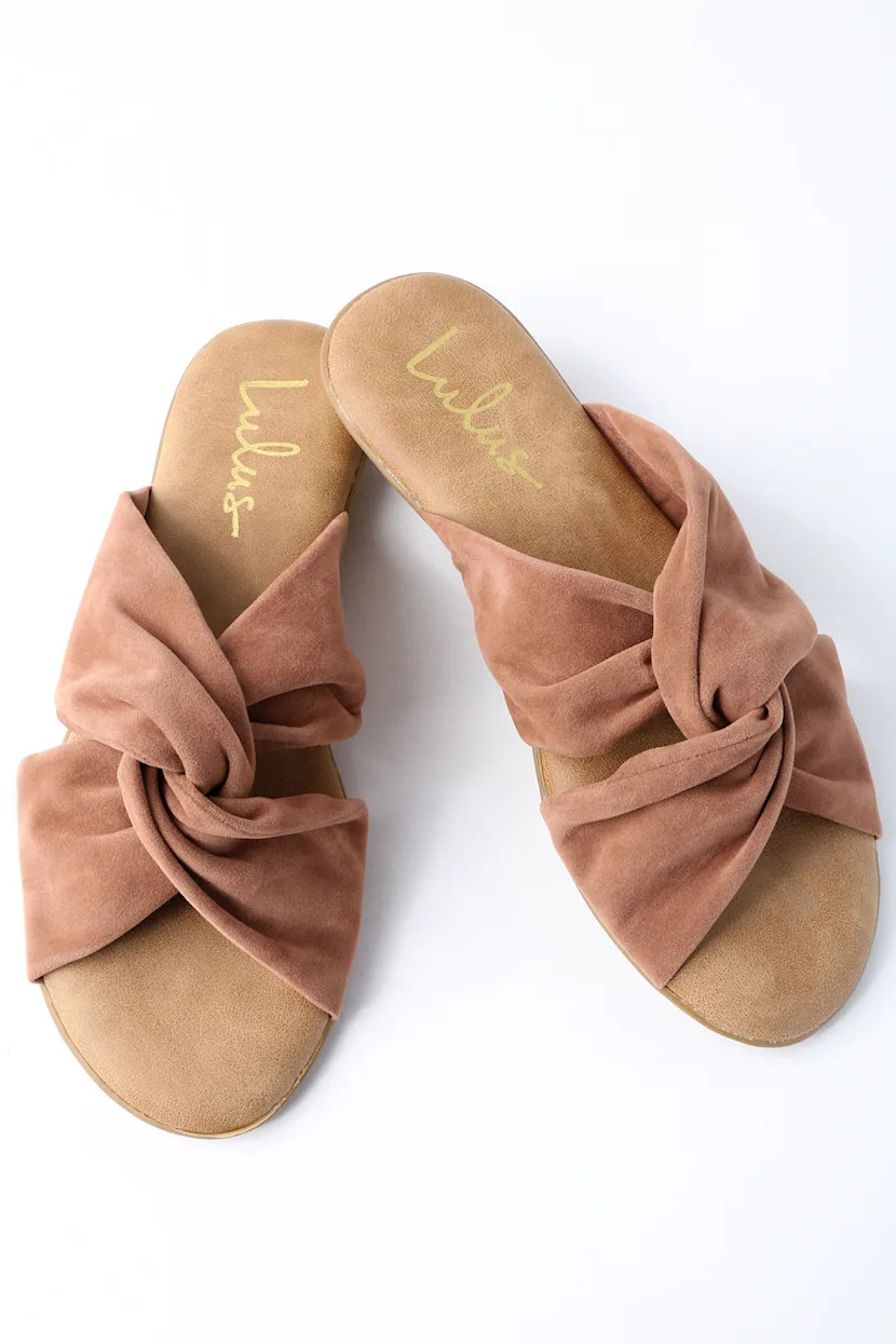 Santana Camel Suede Slide Sandals | Lulus (US)
